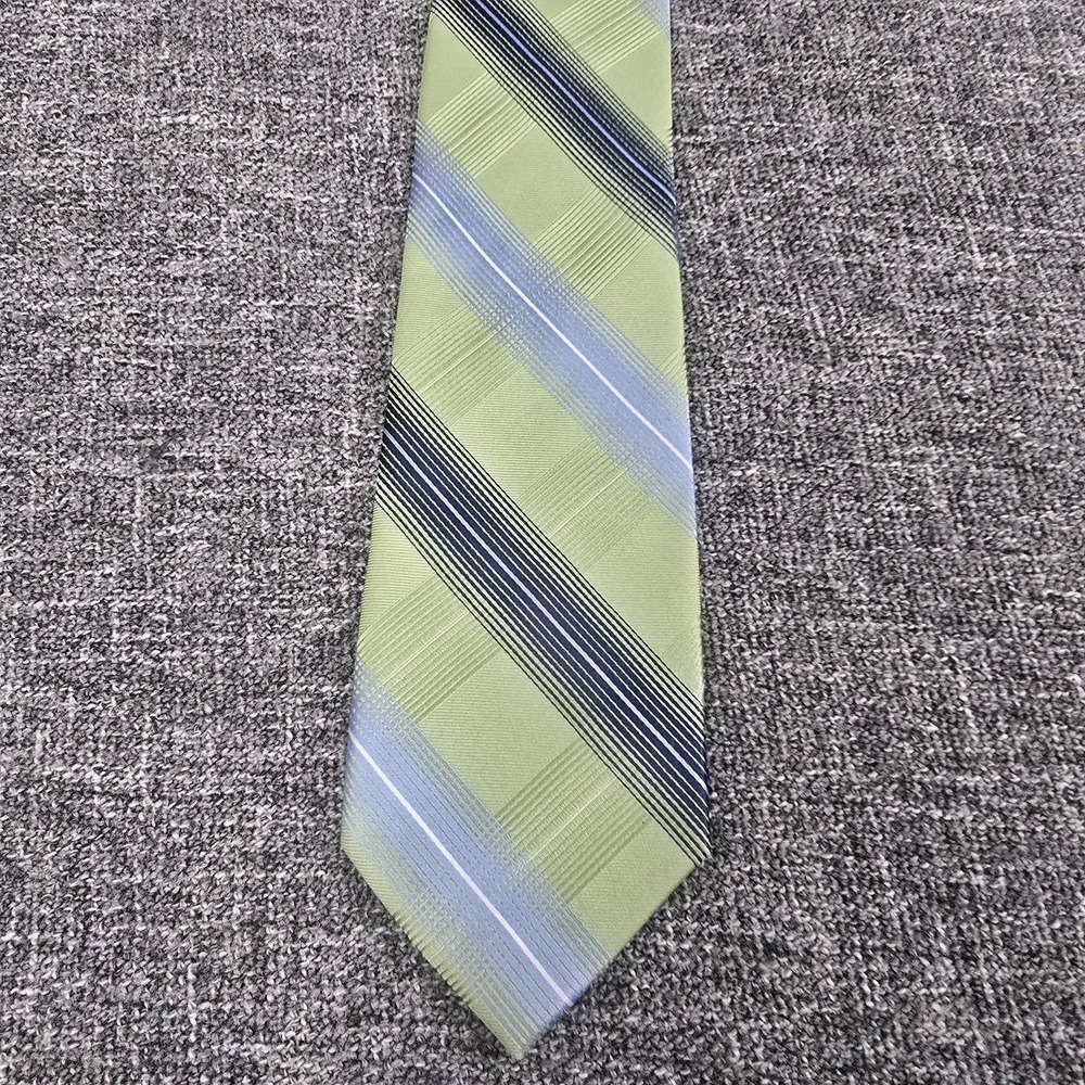 Michael Kors Green Blue Diagonal Stripe Silk Tie 60" Classic